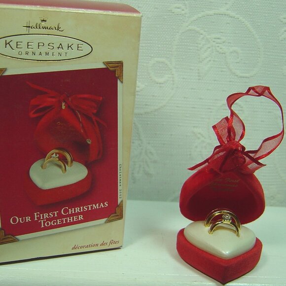 Hallmark ornament-Our First Christmas Together-red velvet ring box-2002 - Picture 1 of 6